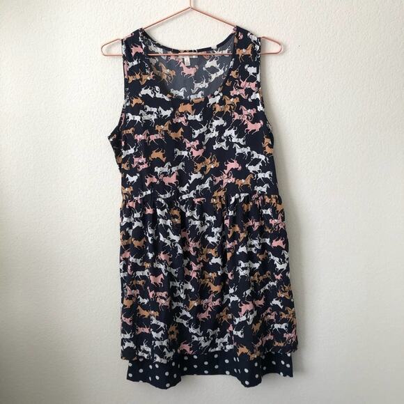 Anthropologie Porridge Petaluma Dress horse polka dot print navy blue pockets - Picture 2 of 5